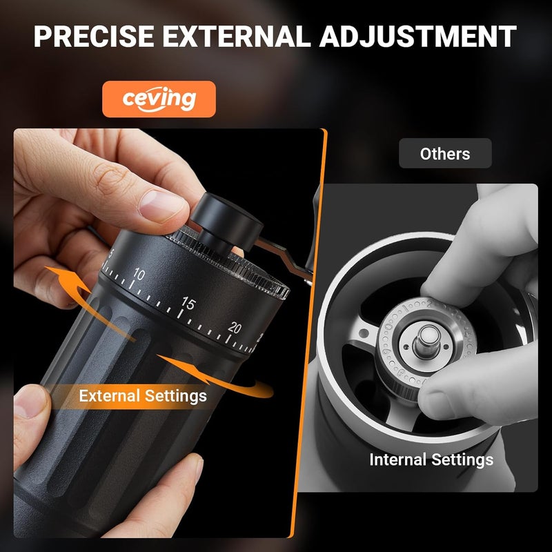 EZVING Mini Manual Coffee Grinder with 40 Adjustable Settings, Portable Hand Coffee Bean Mill with 30g Capacity, Conical Burr Coffee Grinder with Crank for Travel, Camping, Office, Espresso, Pour Over, etc - Image 3